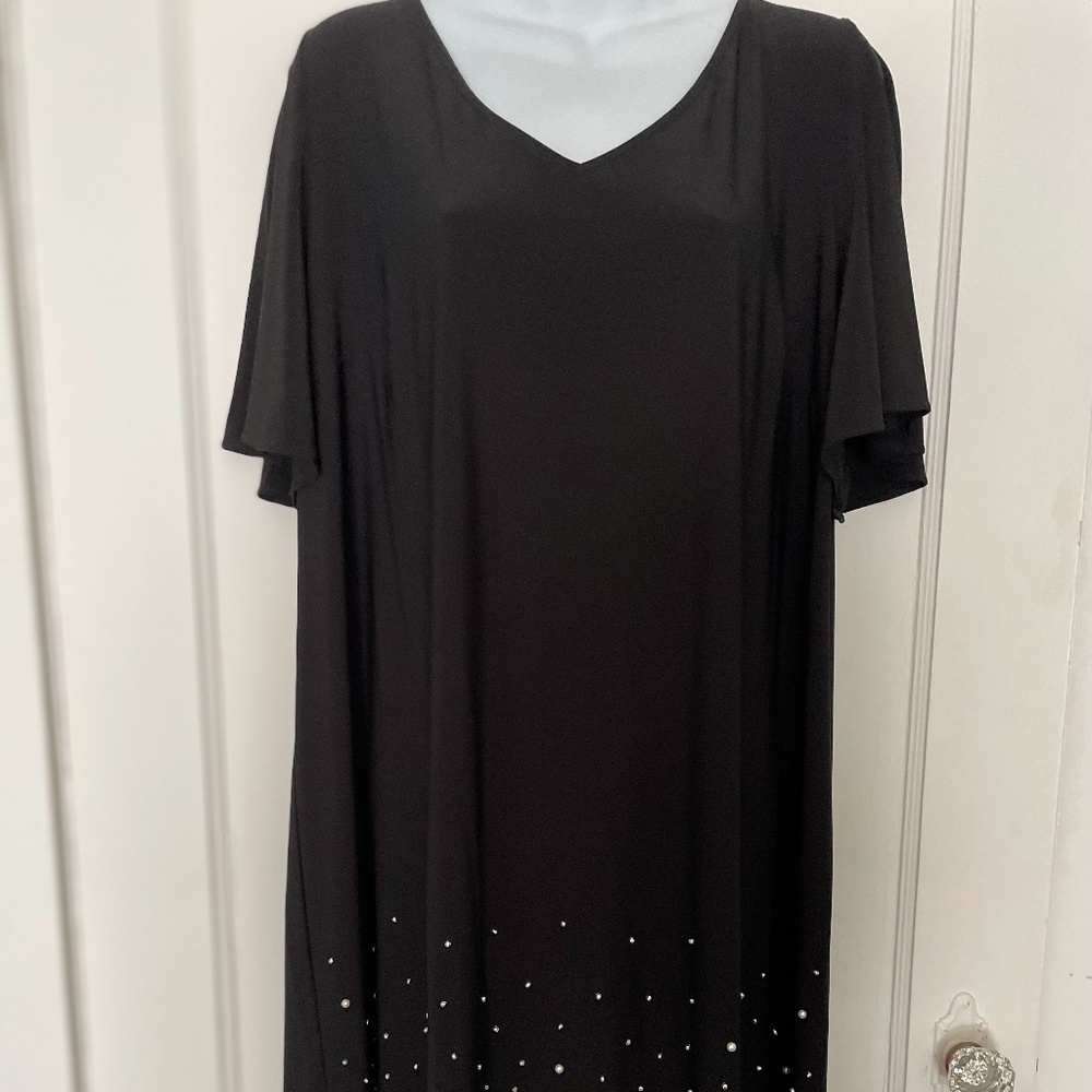 Black MSK Pearl and Rhinestone Dress size 1x